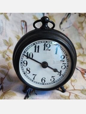 Non-Working Heavy Black Metal Desk Table Glass Face Clock Made in India